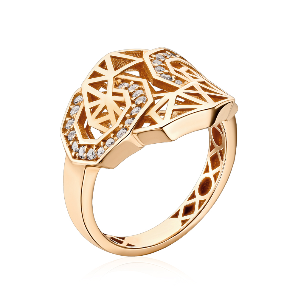 Золота каблучка з фіанітами P-2041-R/01/1