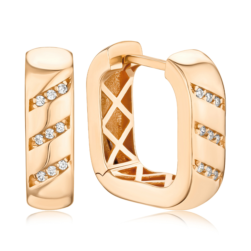 Золоті сережки-конго з фіанітами P-2052-E/01/1