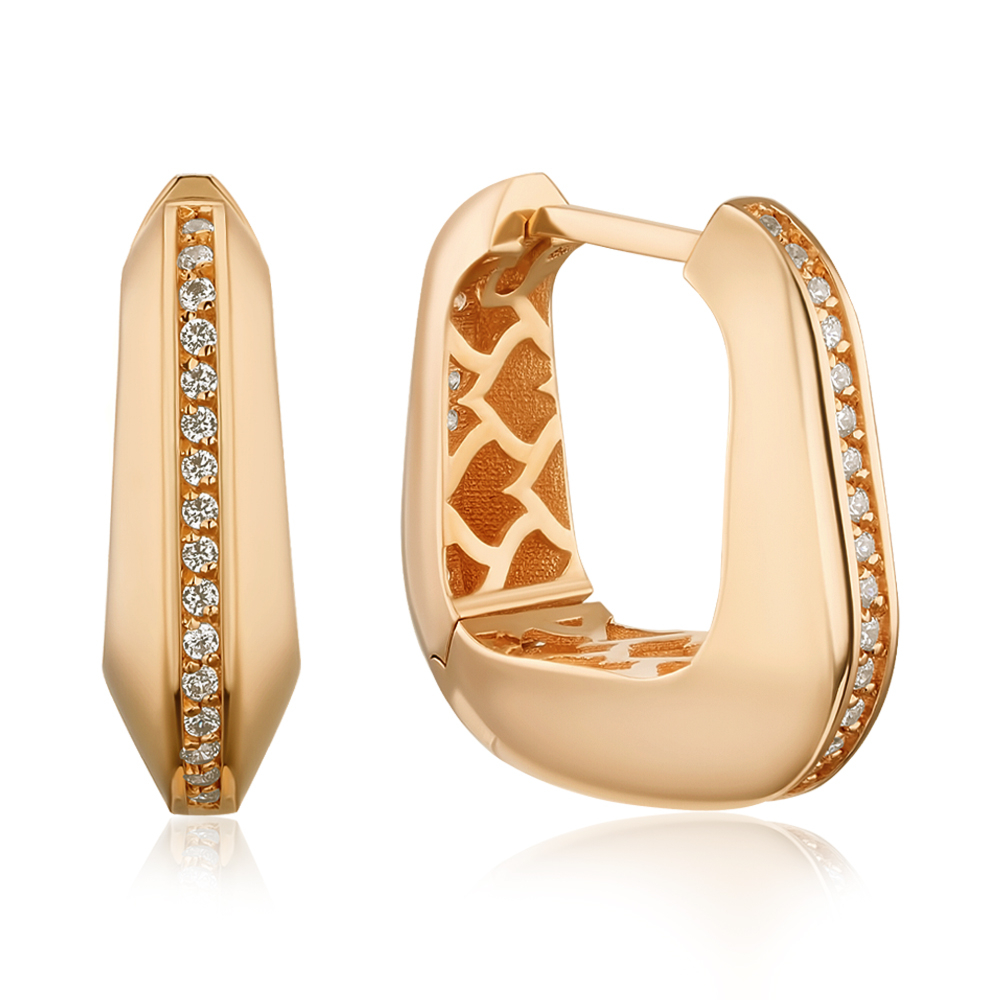 Золотые серьги с фианитами P-2054-E/01/1