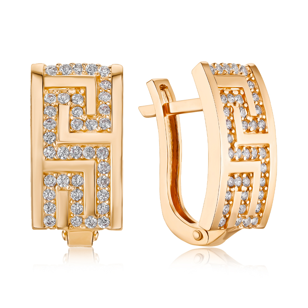 Золоті сережки з фіанітами P-2896-E/01/1