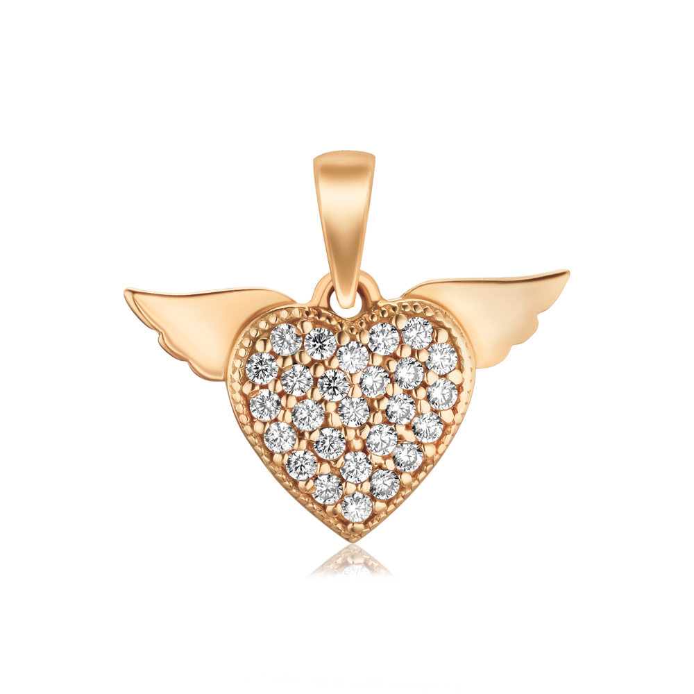 Золотая подвеска «Сердце» с фианитами P-298-P/01/1