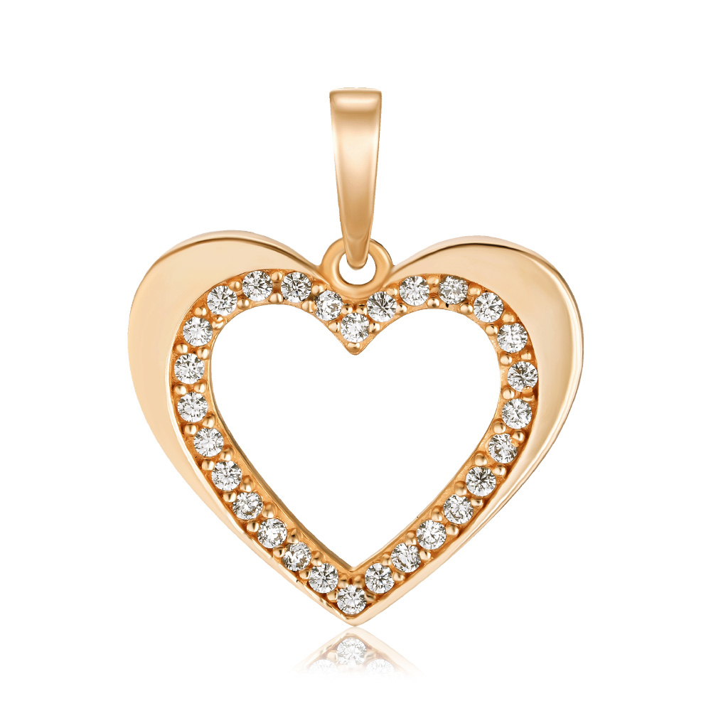 Золотая подвеска «Сердце» с фианитами P-309-P/01/1