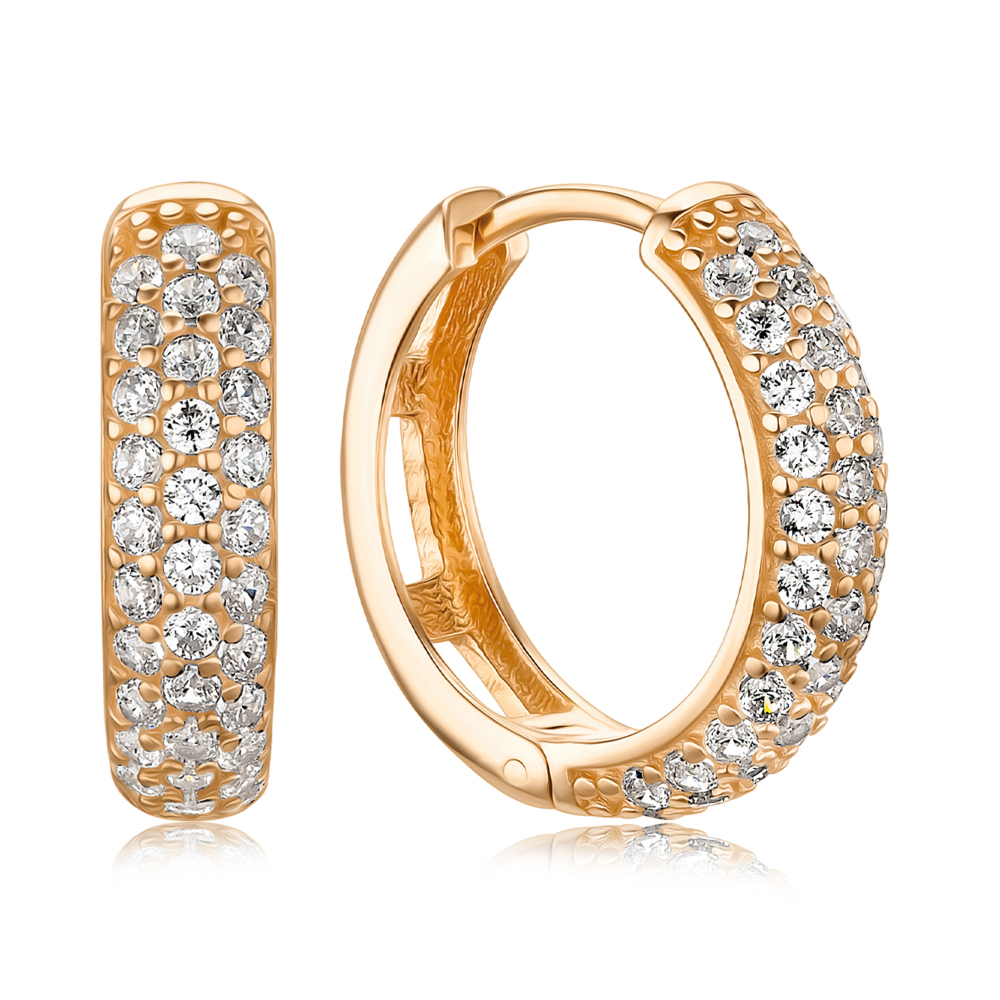 Золотые серьги-конго с фианитами P-5034-E/01/1