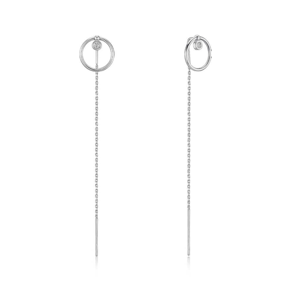 Золотые серьги с фианитом P-530-E/02/1