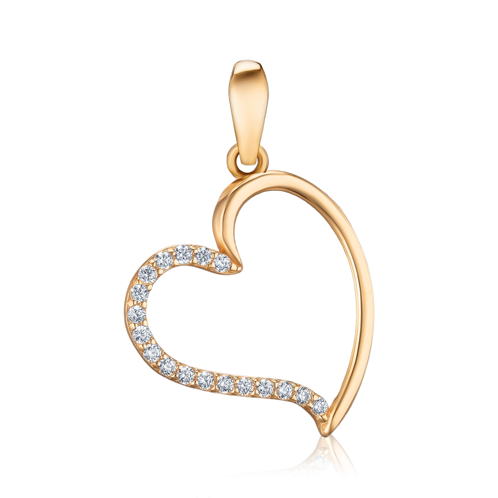 Золота підвіска Серце з фіанітами P-613-P/01/1