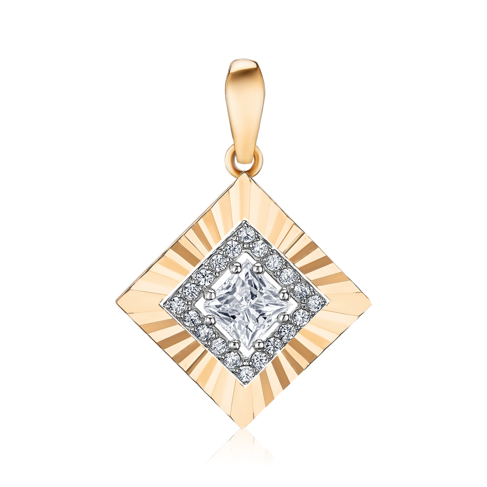 Золотая подвеска с фианитами P-591-P/14/1