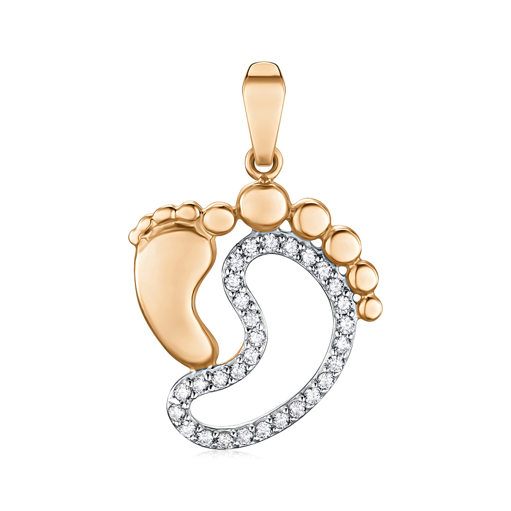 Золотая подвеска «Ножки» с фианитами P-842-P/01/1