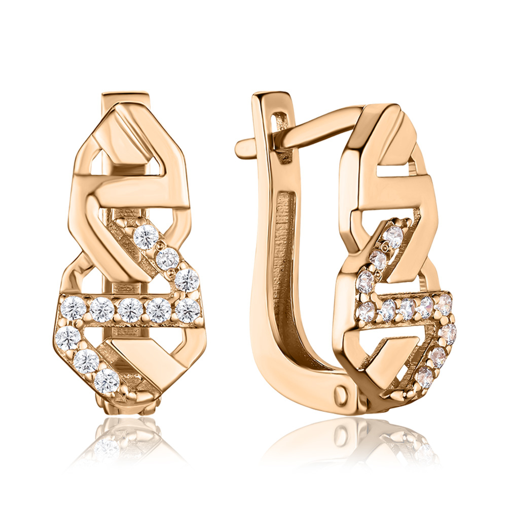 Золоті сережки з фіанітами P-EYO3012-E/01/1