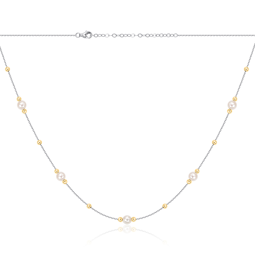 Золотое колье с жемчугом P-K-5357-K/21/21048