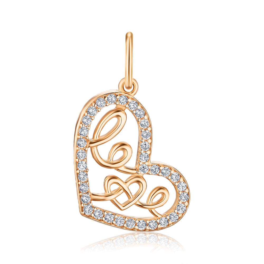 Золота підвіска "Серце" з фіанітами P-PP2431-05-P/01/1