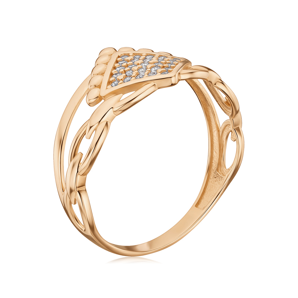 Золота каблучка з фіанітами P-R01142-R/01/1
