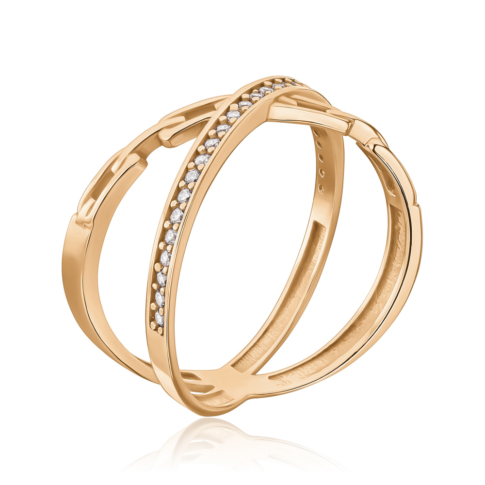 Золота каблучка з фіанітами P-R02010-R/01/1