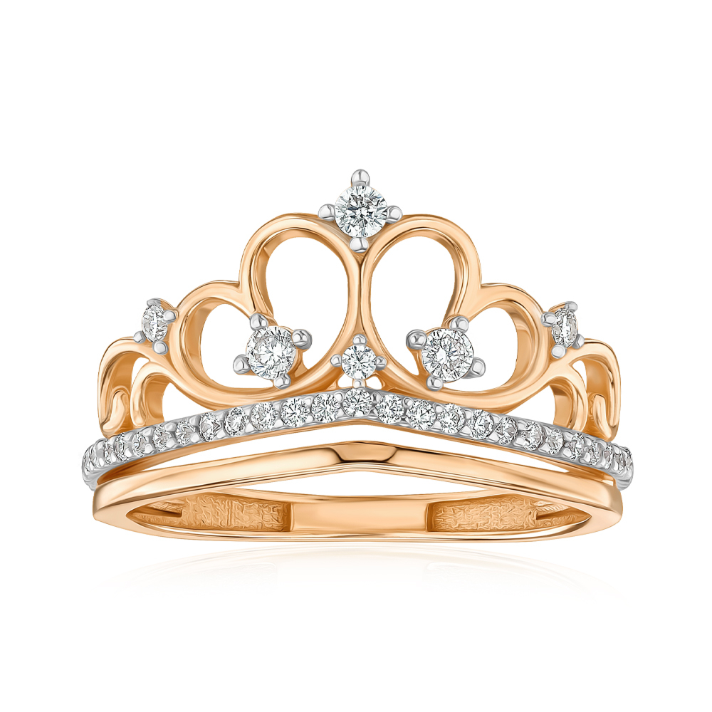 Золота каблучка з фіанітами P-R02057-R/01/1