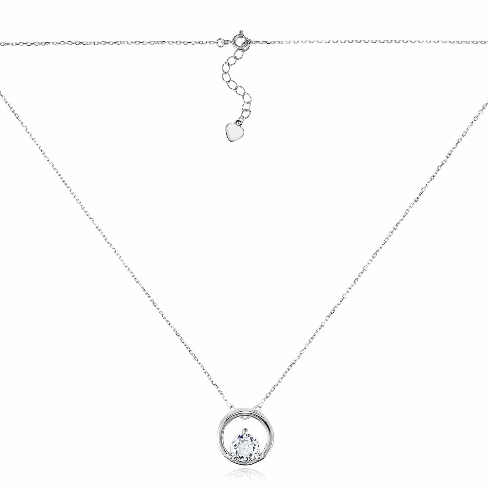Серебряное колье с фианитом. Артикул PC02667-K/12/1
