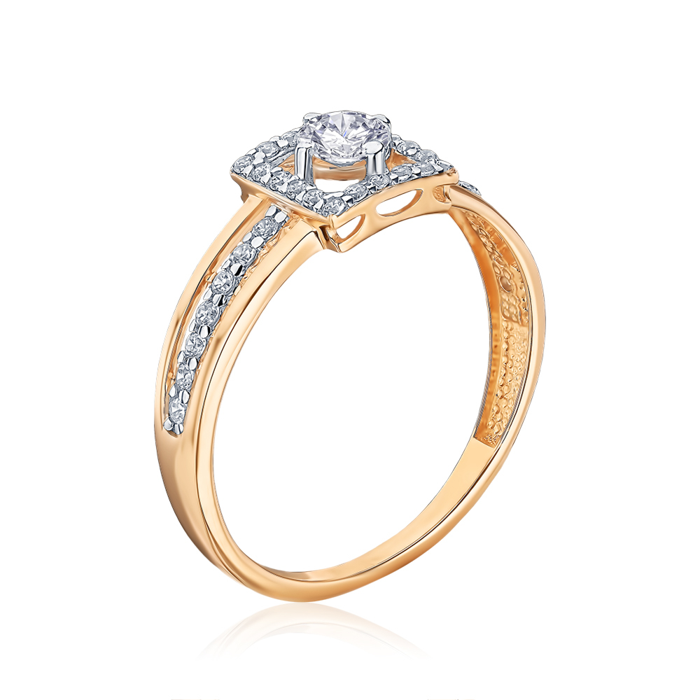 Золота каблучка з фіанітами. Артикул 13988/01/1/3826