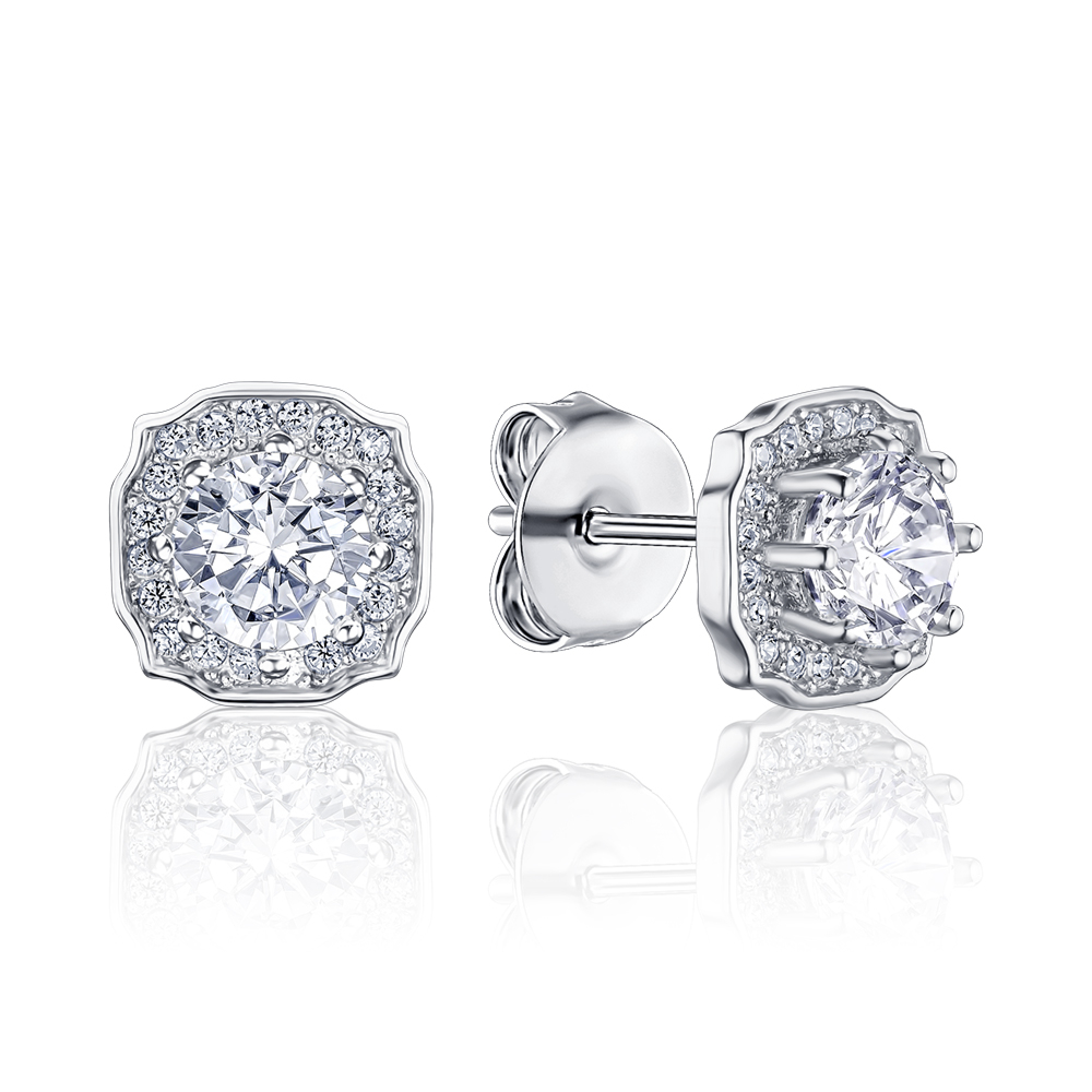 Серебряные серьги с фианитами PS00307-E/12/1