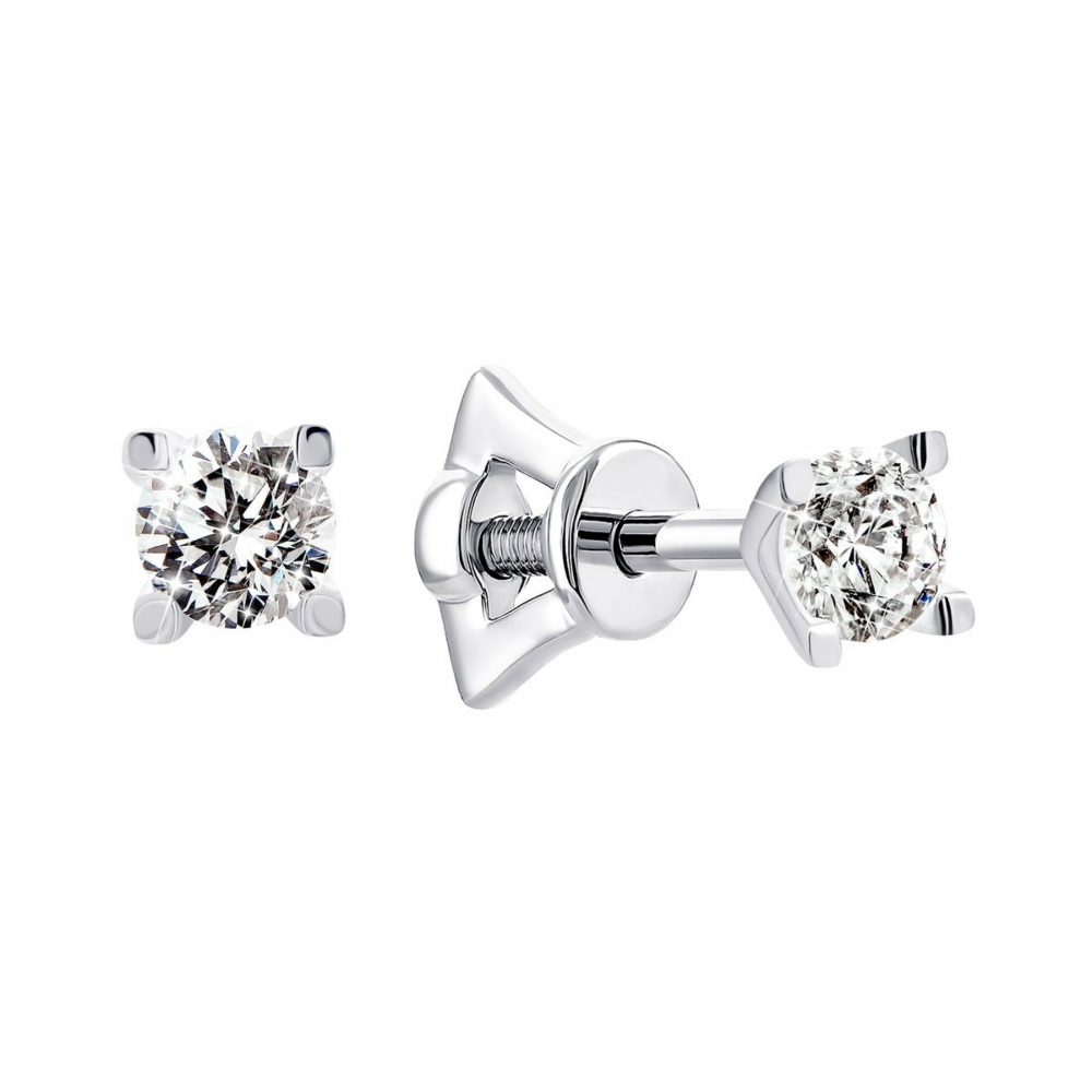 Золотые пуссеты с фианитами Royal Zirconia.Артикул UG5С4010/1G Royal