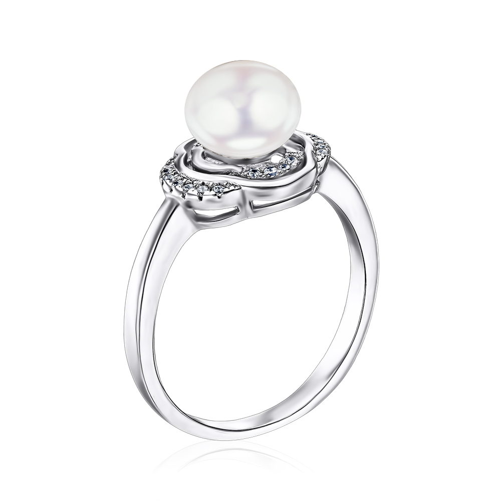 Серебряное кольцо с жемчугом. Артикул S1091-R/12/779