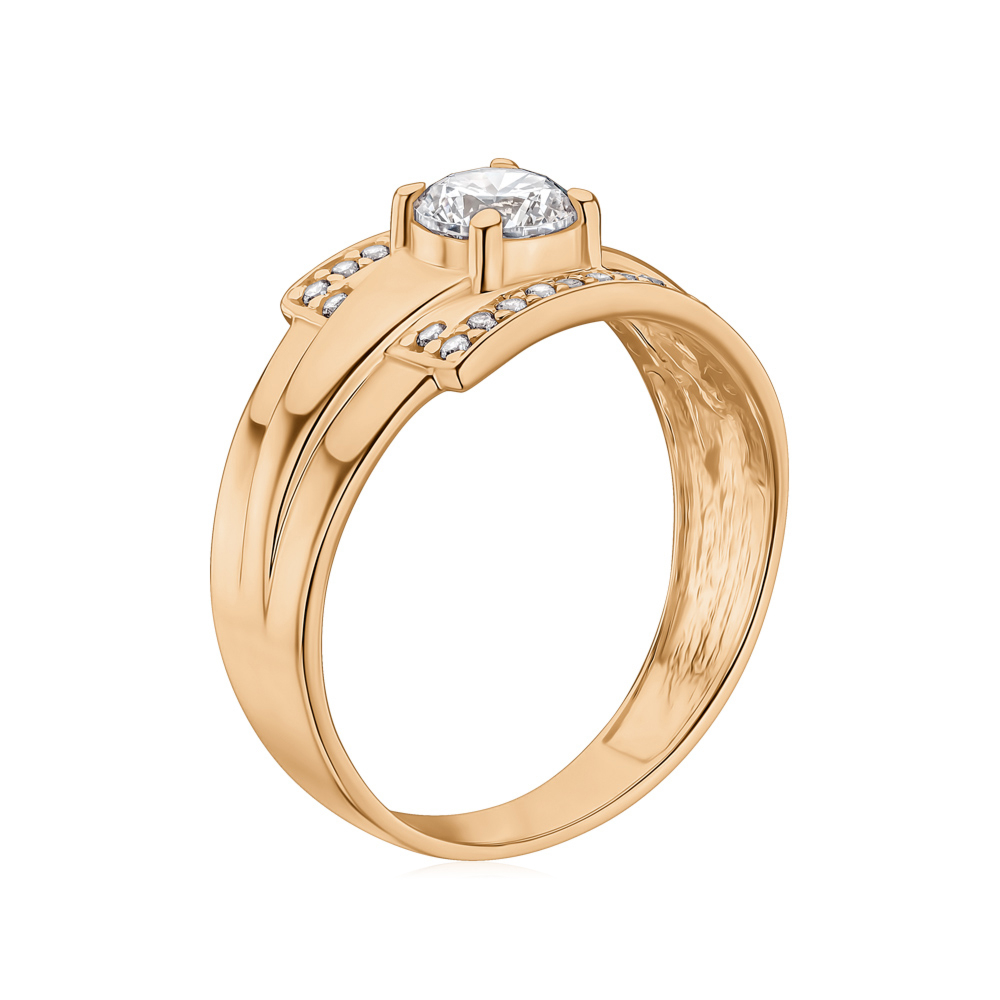 Золотое кольцо с фианитами S112051-R/01/1