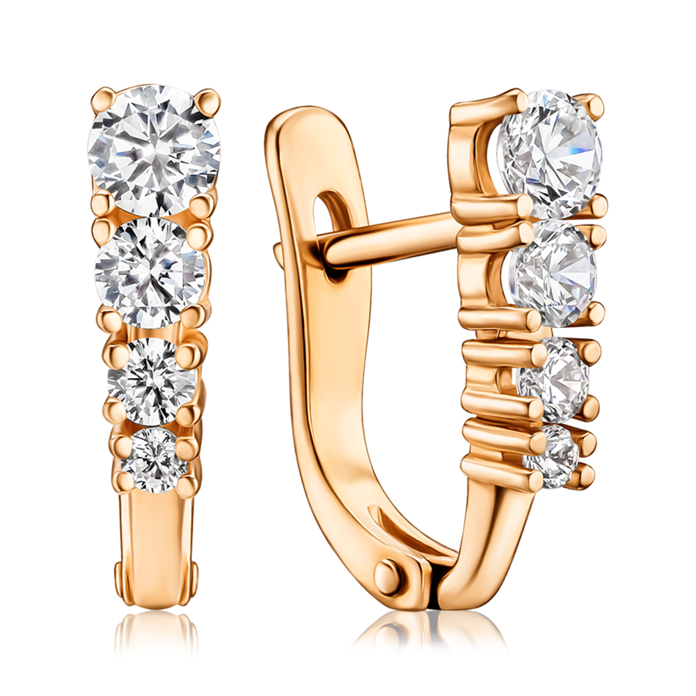 Золотые серьги с фианитами S211341-E/01/1