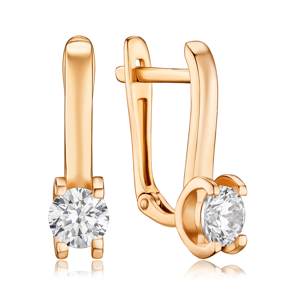 Золотые серьги с фианитом S212041-E/01/1