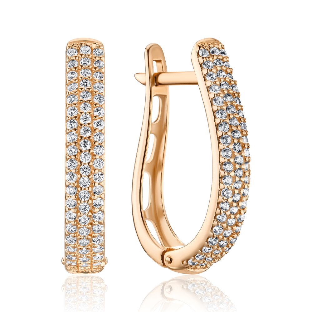 Золотые серьги с фианитами S213031-E/01/1