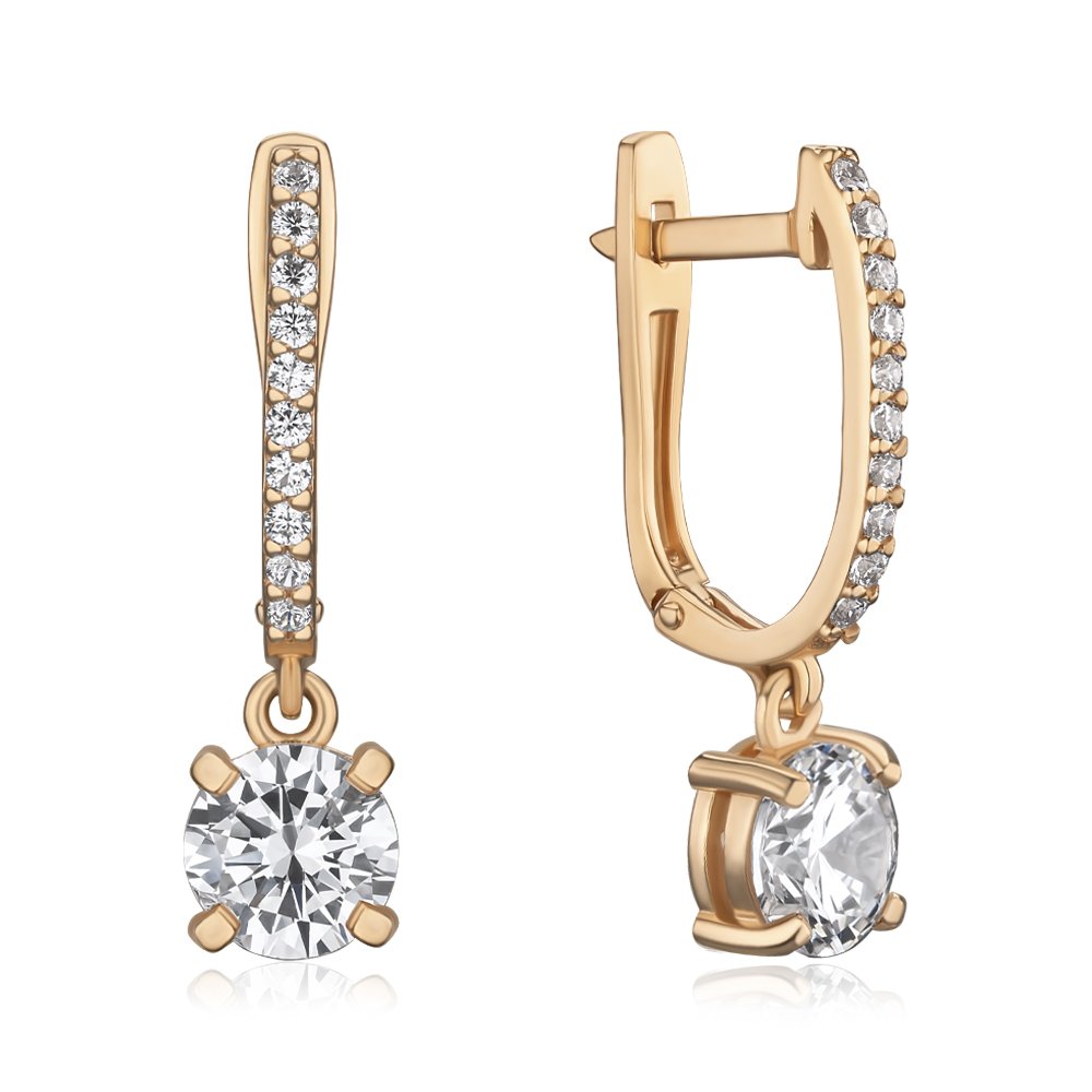 Золотые серьги с фианитами S215951-E/01/1