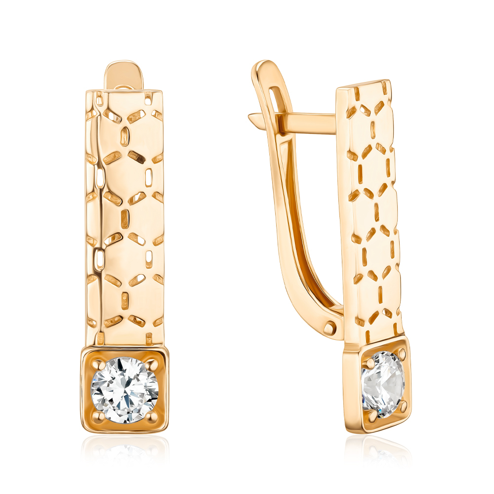 Золоті сережки з фіанітами S216411-E/01/1