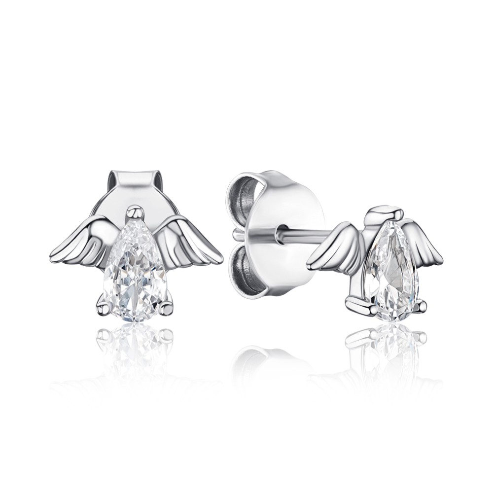 Серебряные серьги с фианитом SE00645-E/12/1