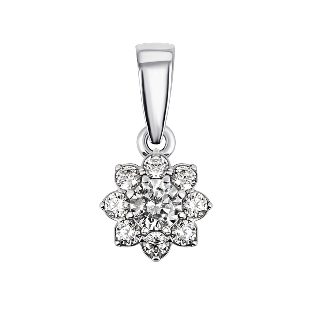 Серебряная подвеска Цветок с фианитами.Артикул UG5930057б