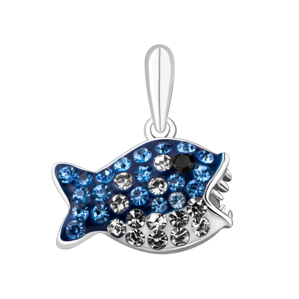 Серебряная подвеска Рыба с фианитами.Артикул UG5EP00196