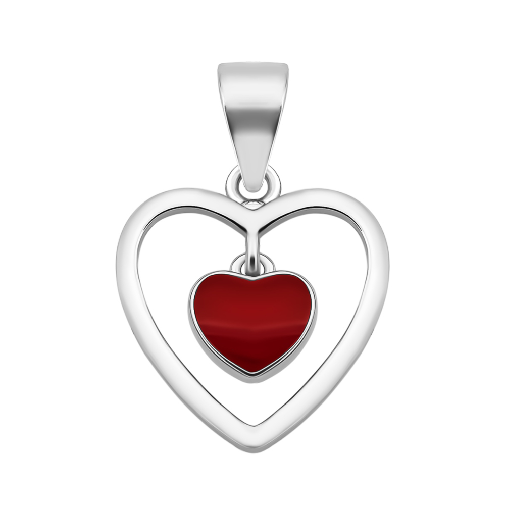 Серебряная подвеска Сердце с эмалью.Артикул UG5PE40363