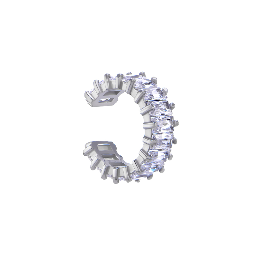 Серебряная серьга-пирсинг с фианитами. Артикул UG570124