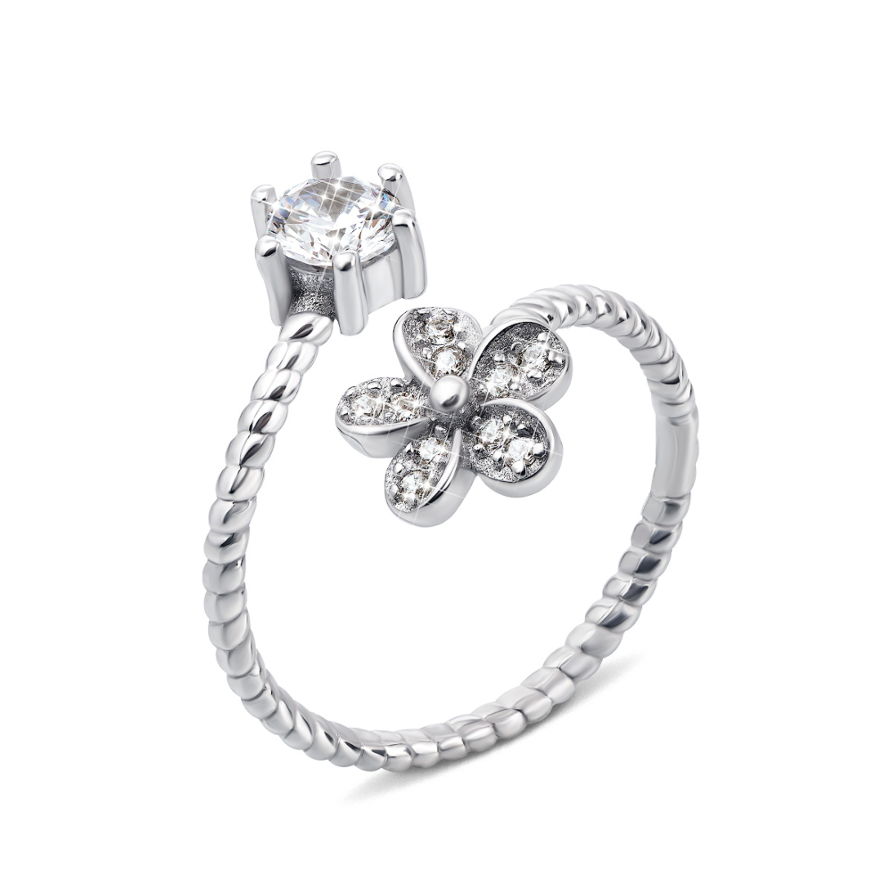 Серебряное кольцо Цветок с фианитами (DR0424/0-R)