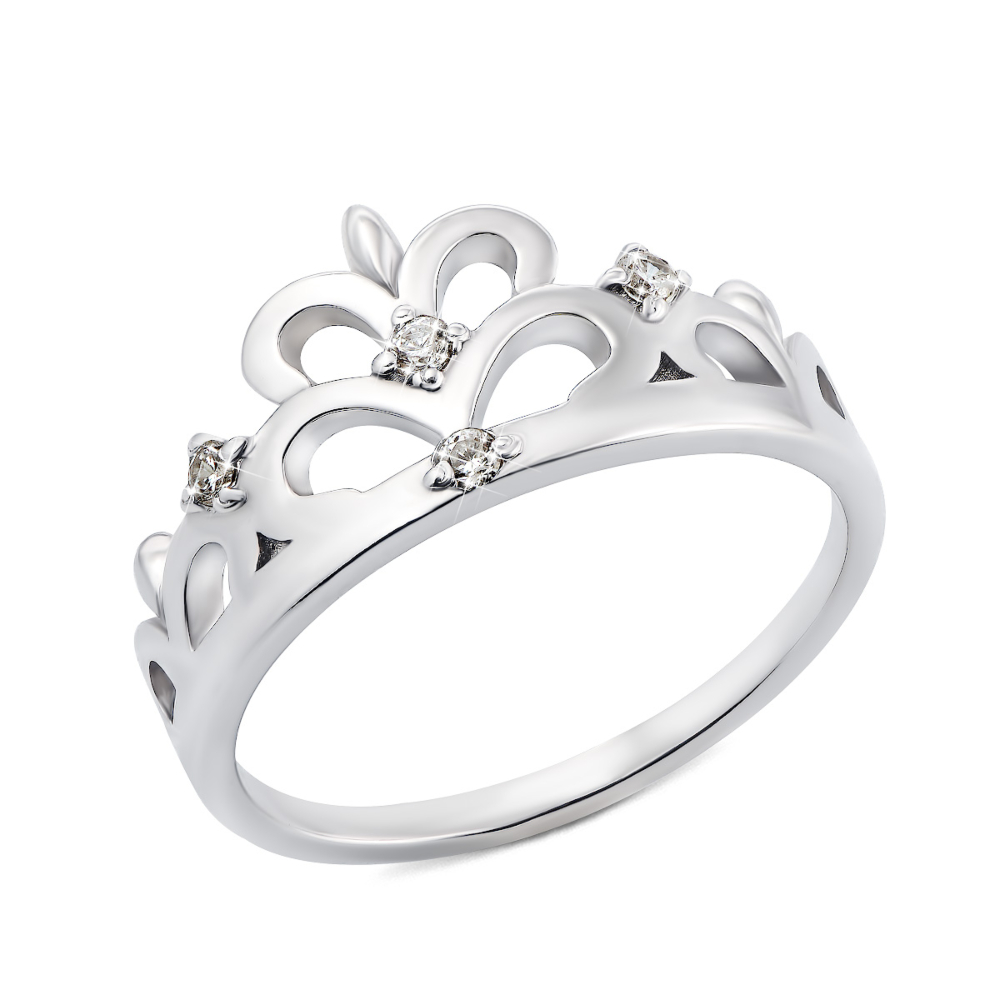 Серебряное кольцо Корона с фианитами (00282/12/1/147 (с00282)
