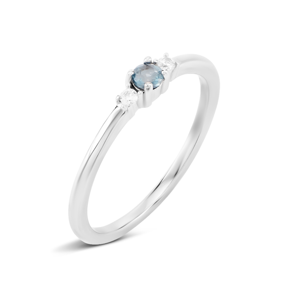 Срібна каблучка з лондон-топазом і фіанітами. Артикул UG5SZDR92166-2