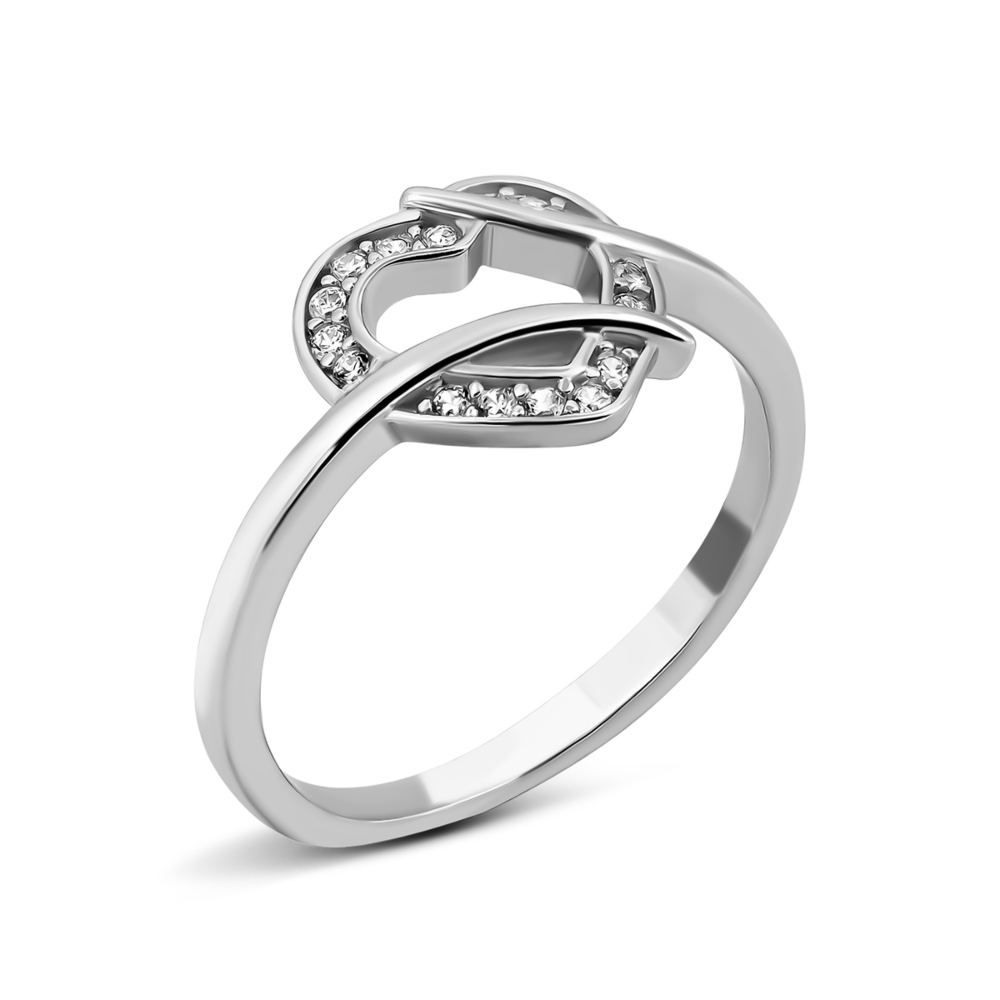 Серебряное кольцо Сердце с фианитами.Артикул UG5SZDR11407