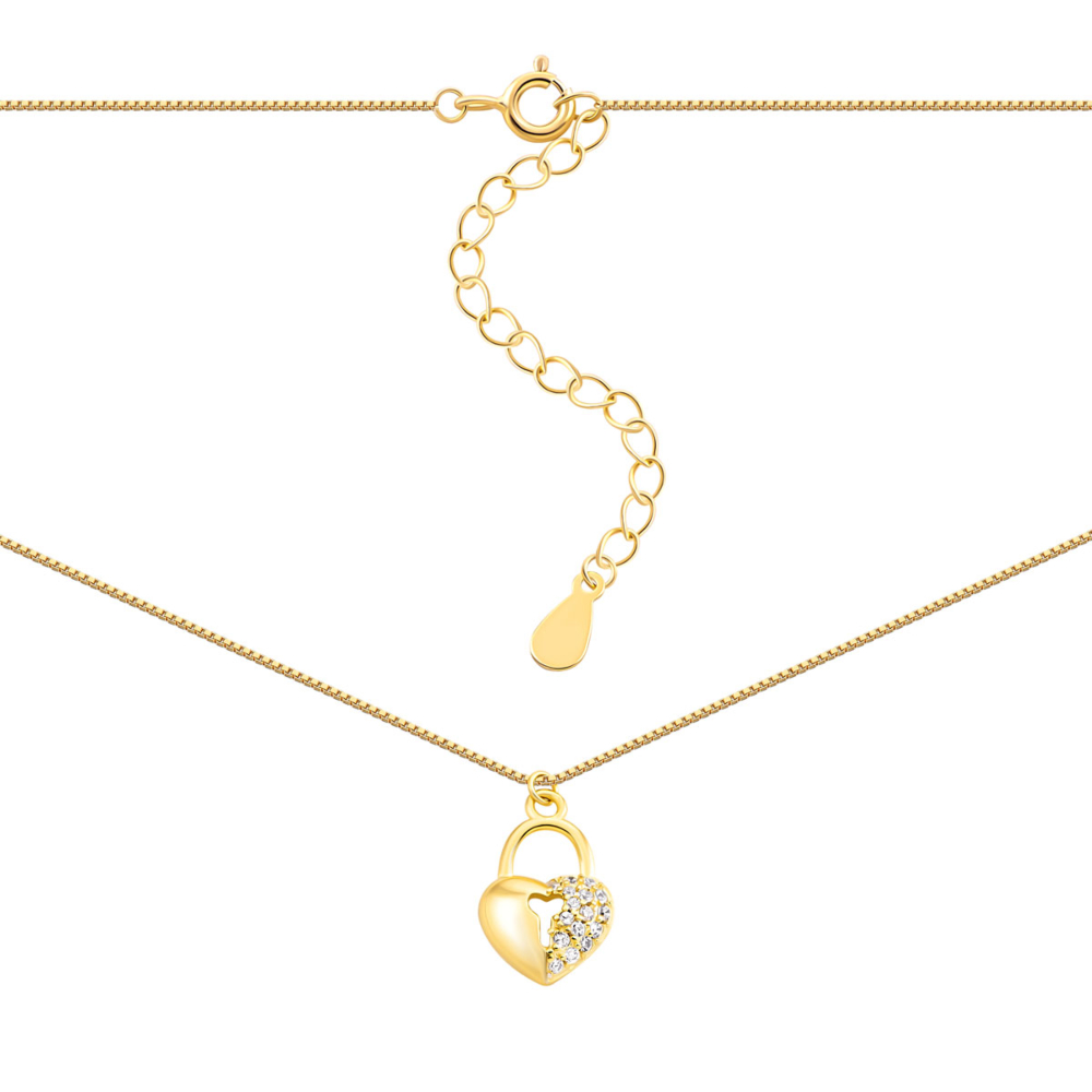 Серебряное колье с позолотой и фианитами.Артикул UG55D13981-GD
