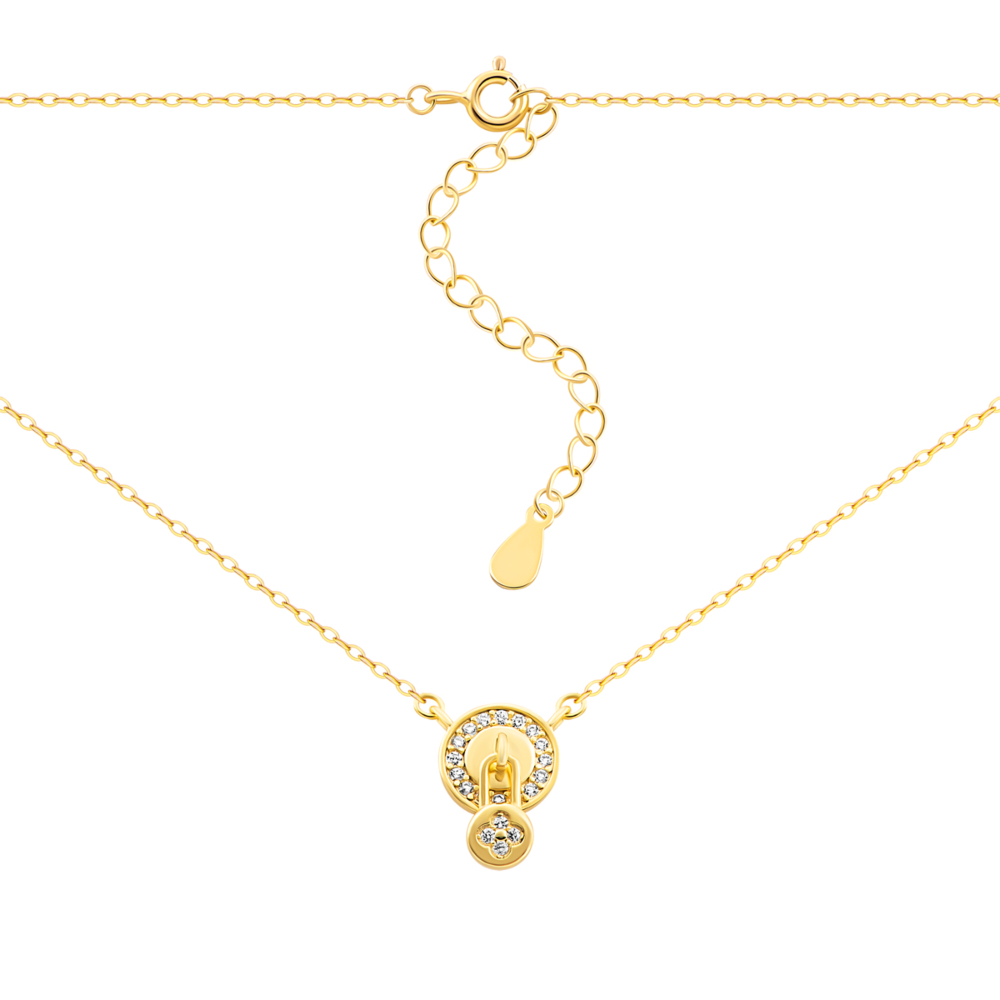 Серебряное колье с позолотой и фианитами.Артикул UG57D16227-GD