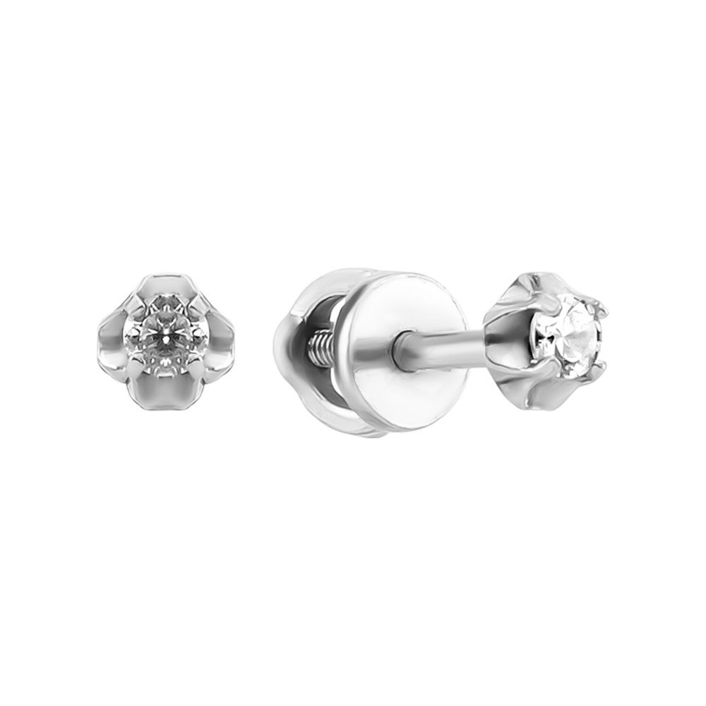 Серебряные пуссеты с фианитами. Артикул UG52082-Р