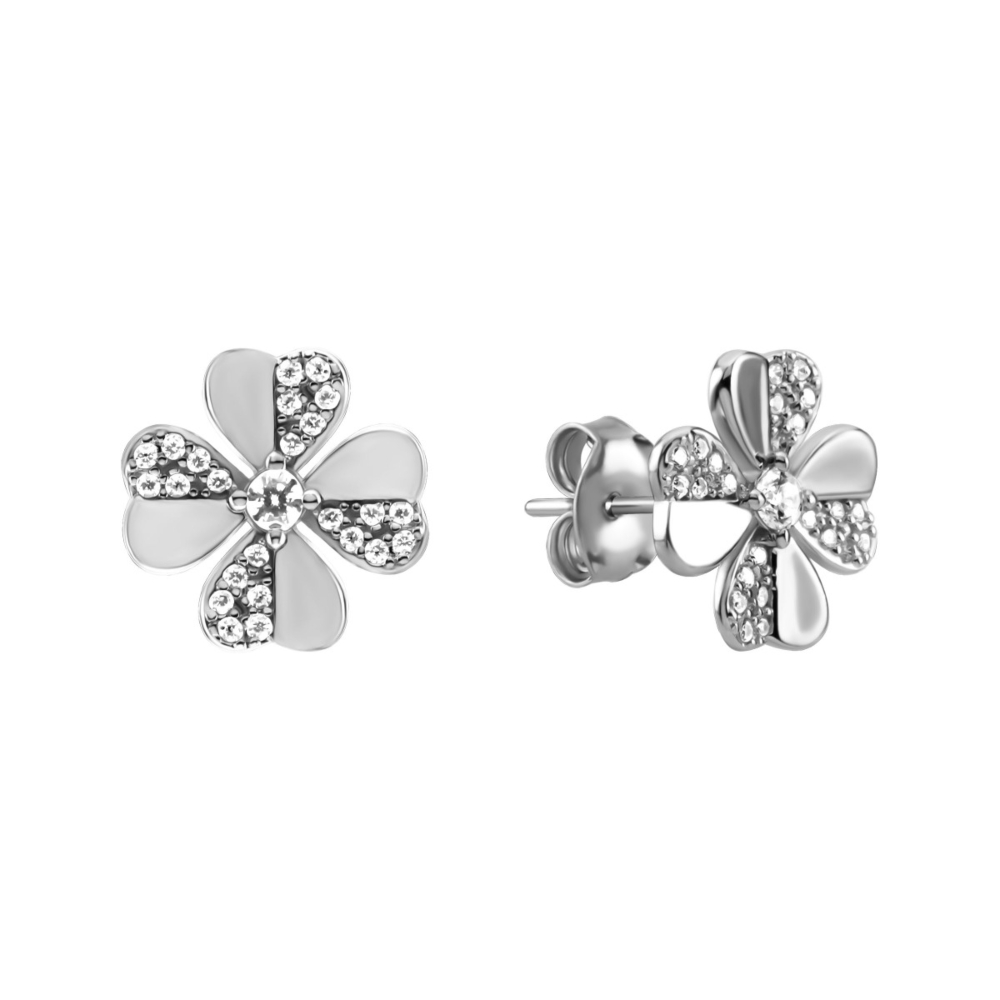 Серебряные пуссеты с фианитами. Артикул UG5AE04174