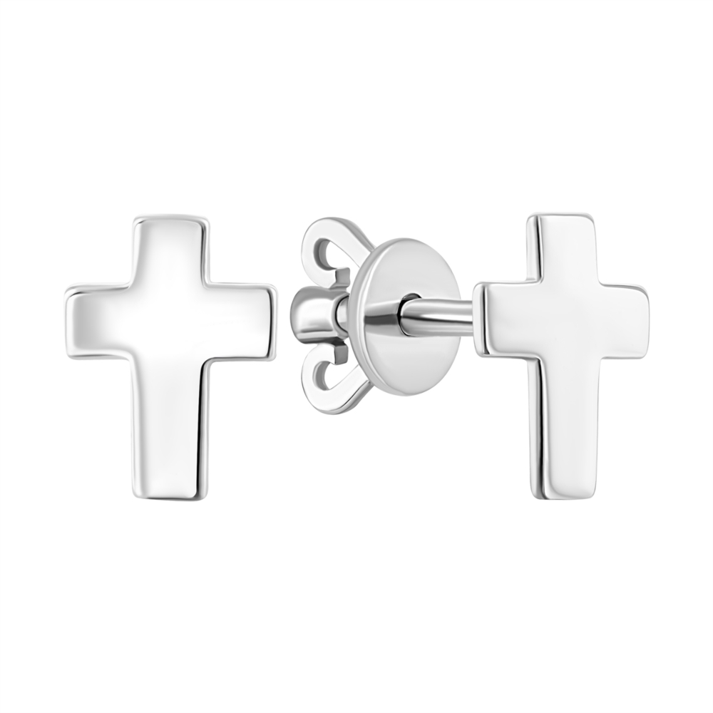 Серебряные пуссеты Крестики.Артикул UG5СБ376.1