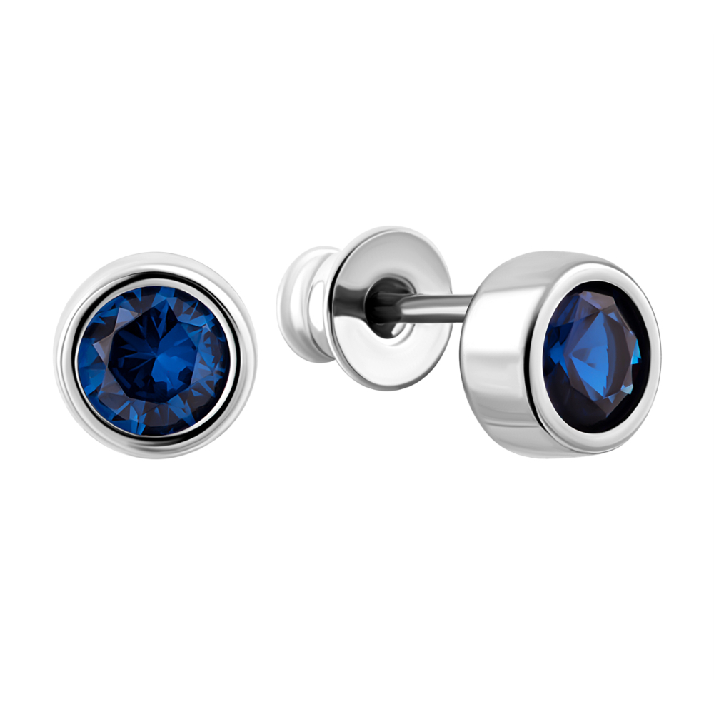 Серебряные пуссеты с фианитами.Артикул UG51655 с