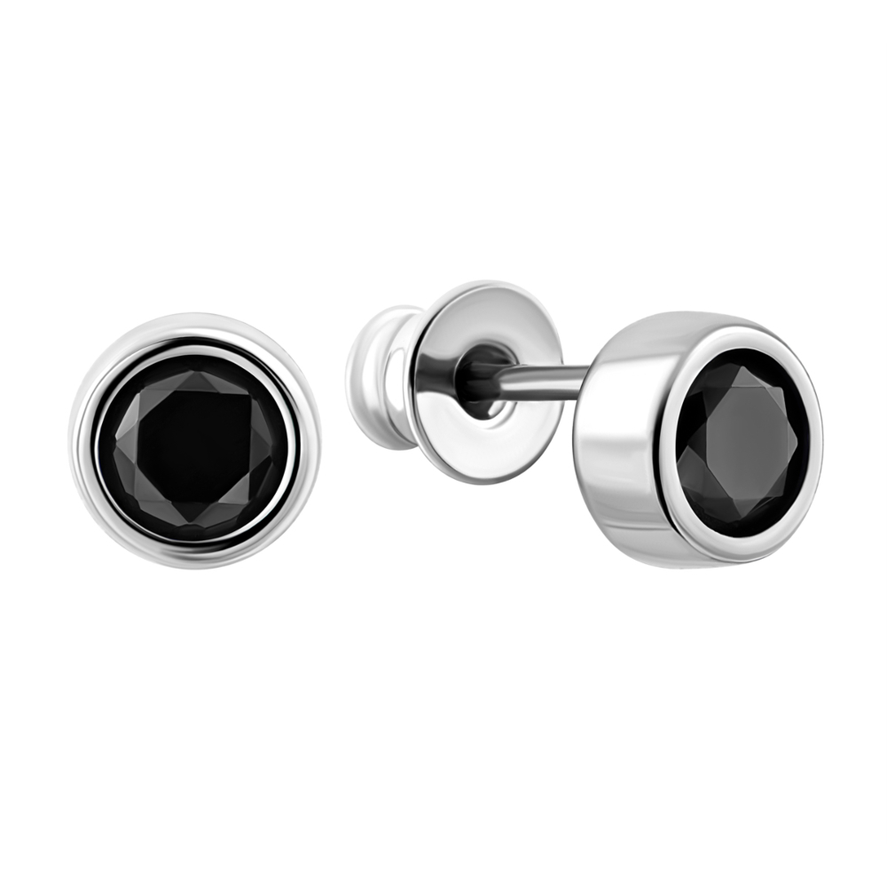 Серебряные пуссеты с фианитами.Артикул UG51655 ч