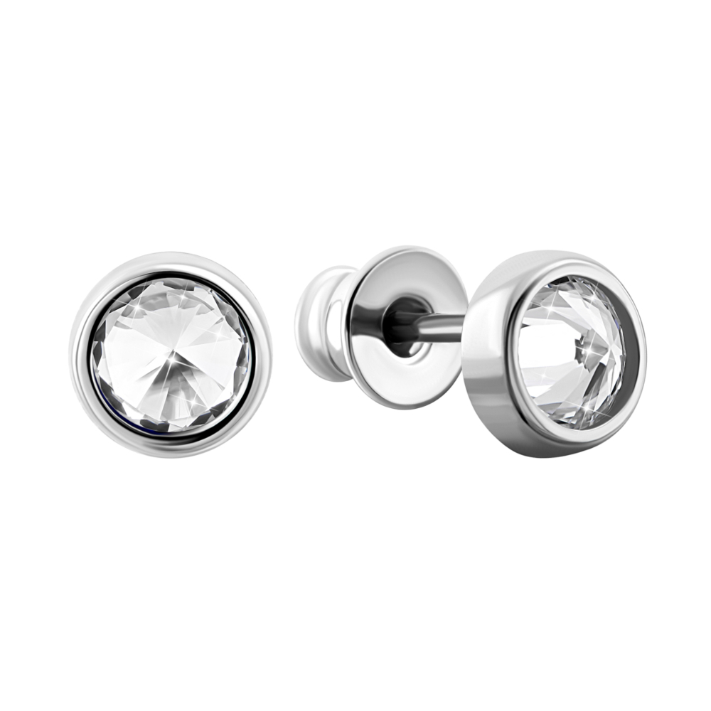 Серебряные пуссеты с фианитами.Артикул UG51748