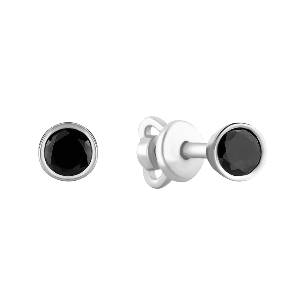 Серебряные пуссеты с фианитами.Артикул UG52390ch