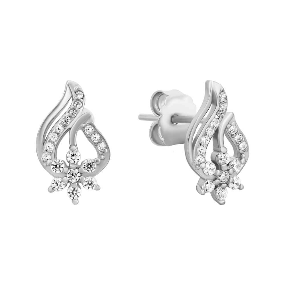 Серебряные пуссеты с фианитами.Артикул UG5SZDE08577