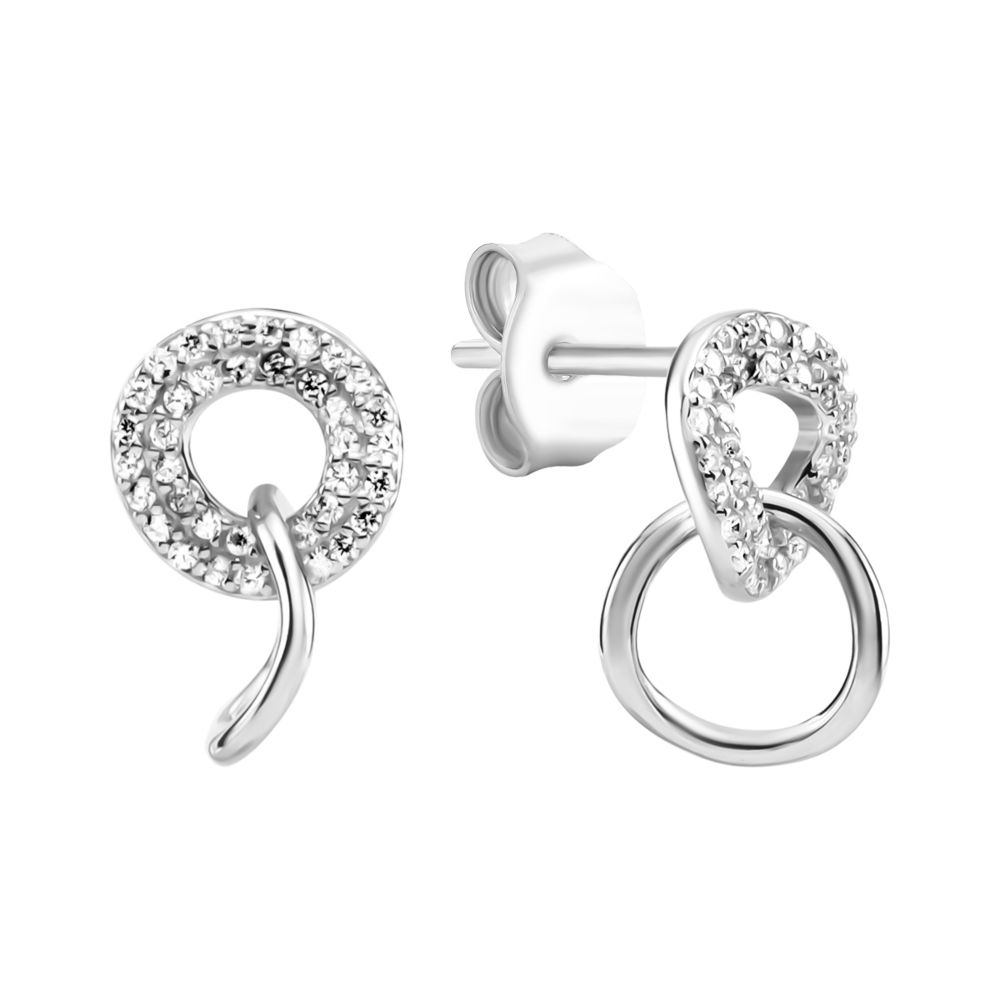 Серебряные пуссеты с фианитами. Артикул UG5JB00434