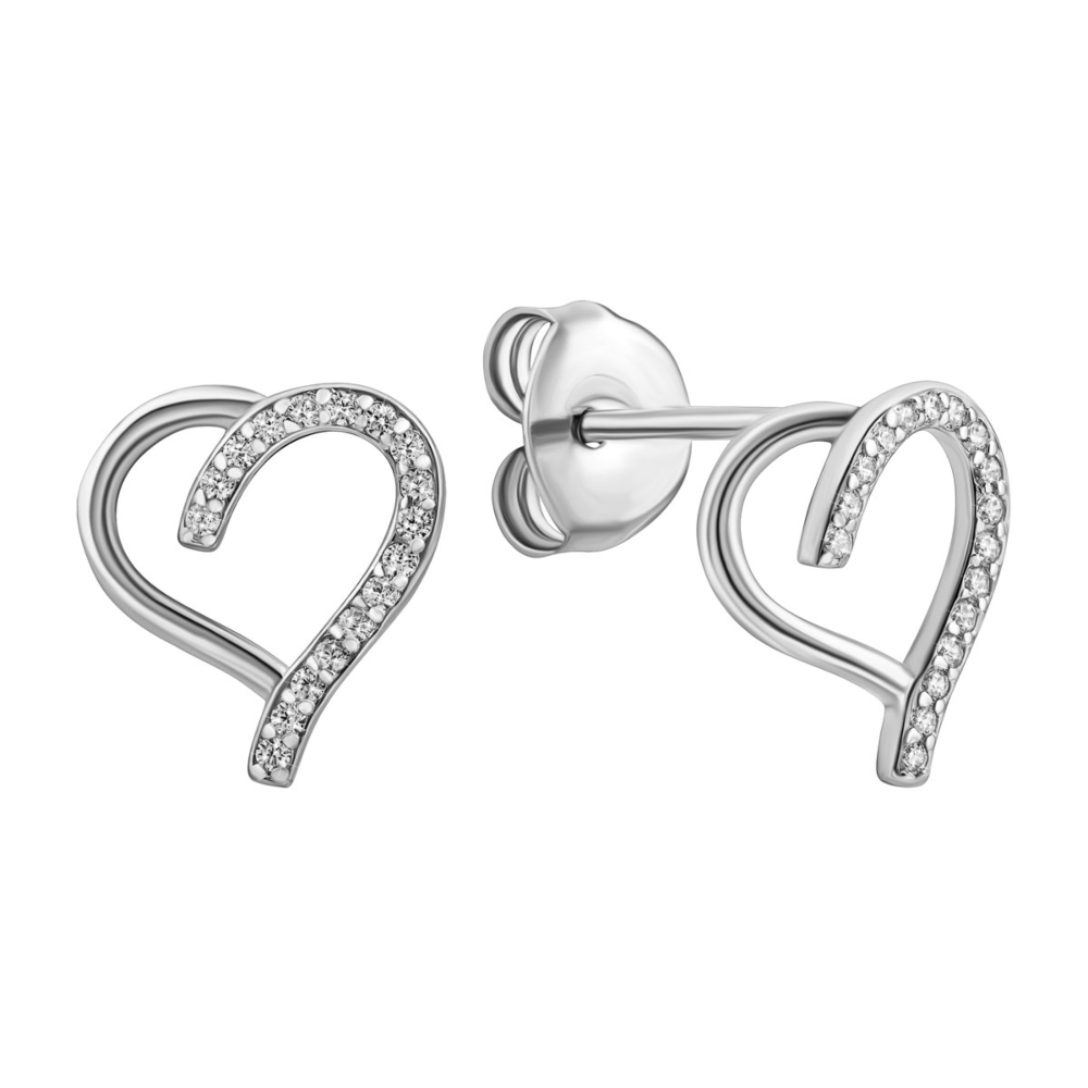 Серебряные пуссеты с фианитами.Артикул UG5JB01265