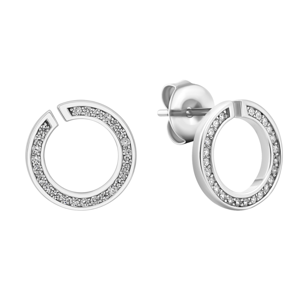 Серебряные пуссеты с фианитами.Артикул UG5SZDE03015